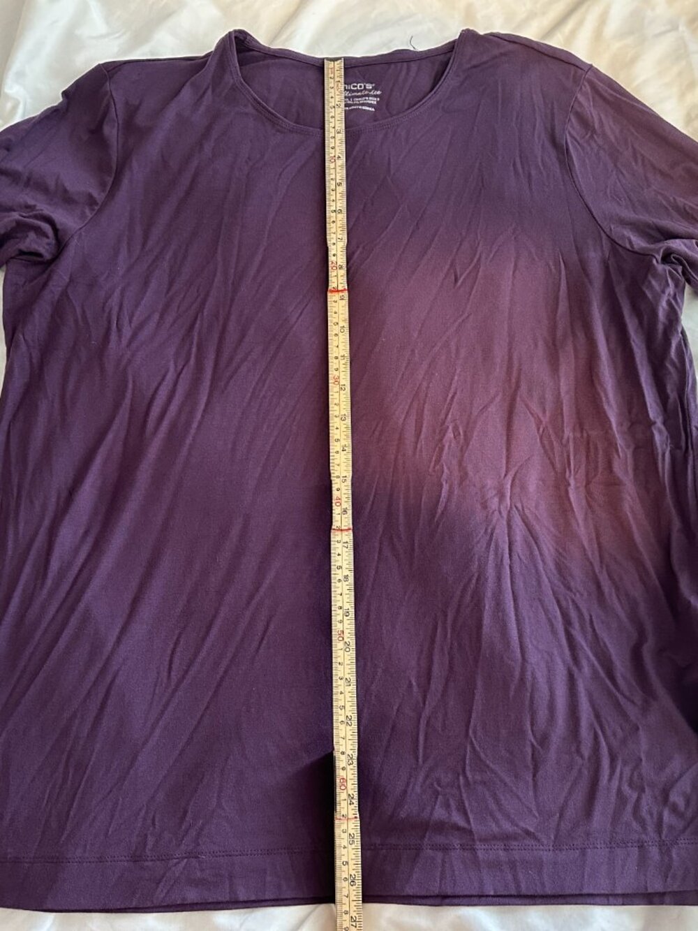 Chico’s Ultimate Tee Purple Long Sleeve Top Size XL (Chico’s 3) Rayon Stretch - Picture 6 of 7